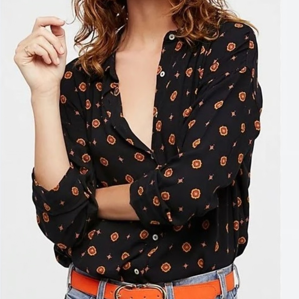 Free people printed button up